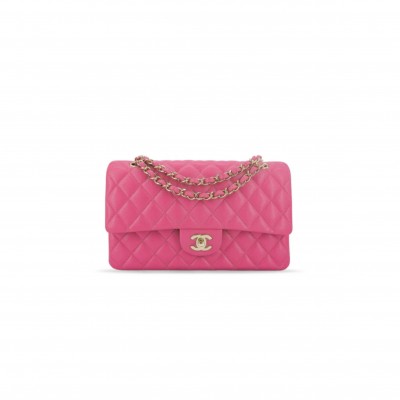 CHANEL 19C BARBIE PINK CAVIAR MEDIUM CLASSIC DOUBLE FLAP BAG (25.5*16*7.5cm)